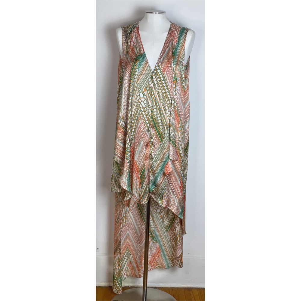 AAKAA Reptile Tribal Asymmetrical Dress Blouse